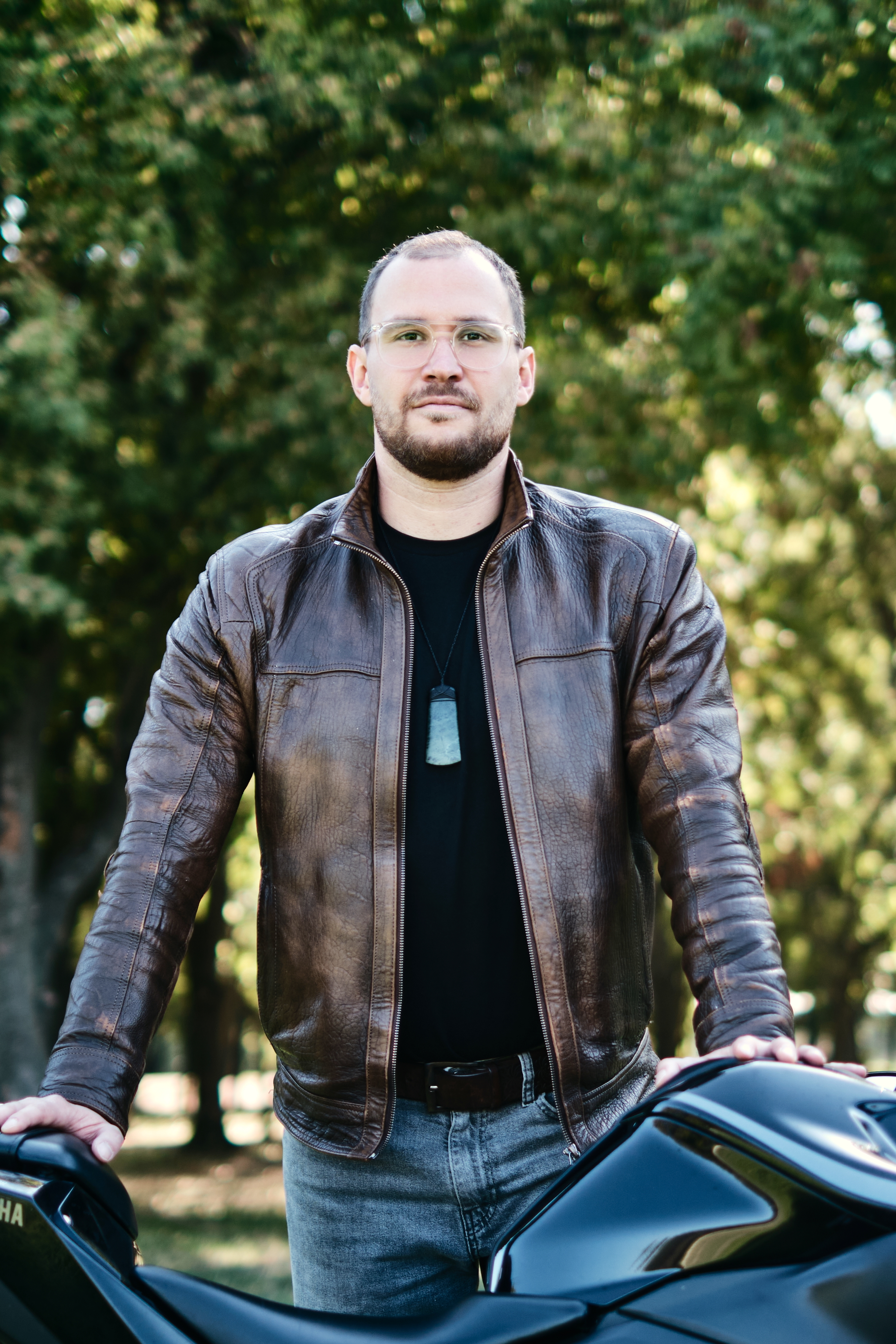Zsolt Kosztolányi-Baji with his motorcycle